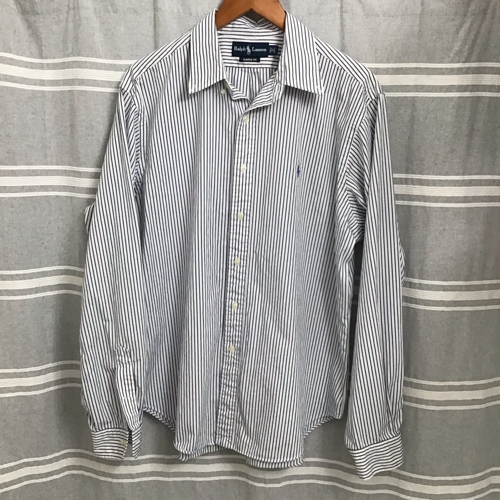 RALPH LAUREN / Men's Long Sleeve Button Down Classic Fit Size 17 36/37